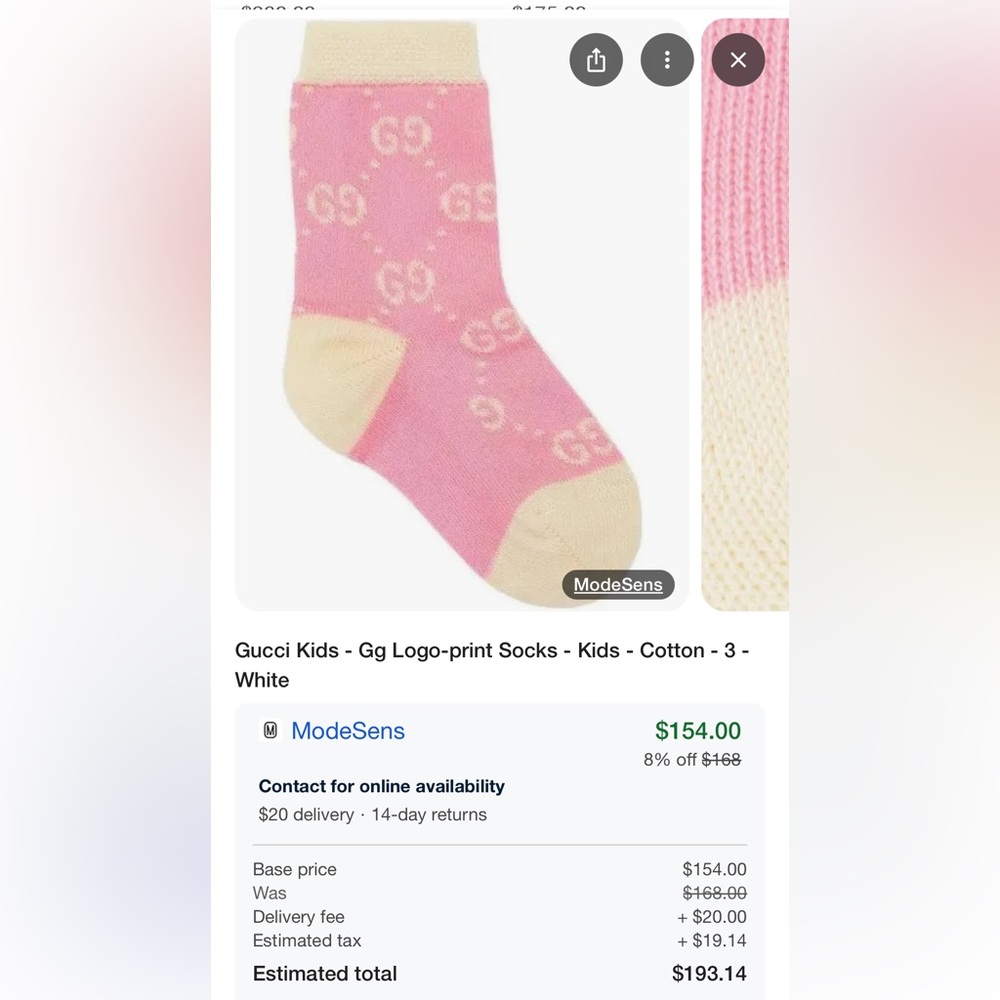 Gucci toddles socks pink beige